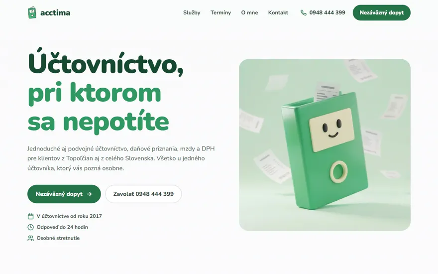 Homepage of the accounting firm Acctima