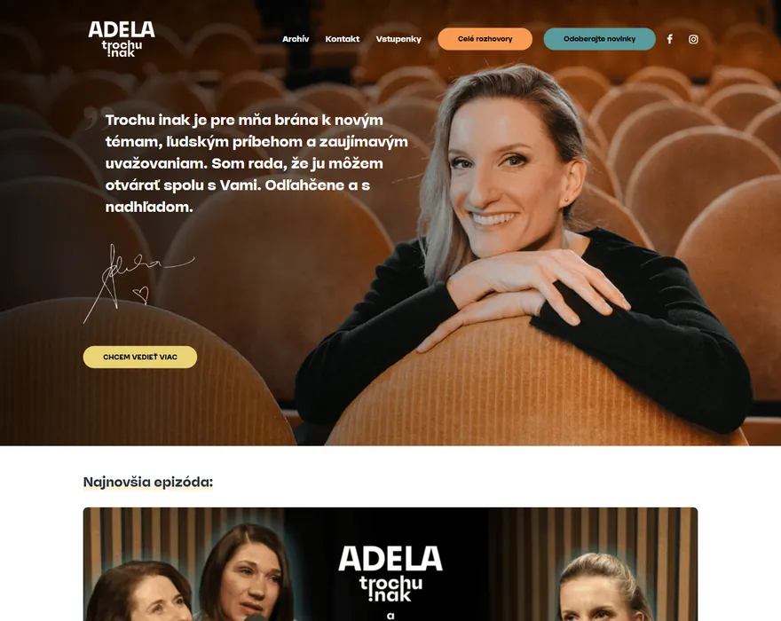 Homepage of the talk show ADELA trochu inak