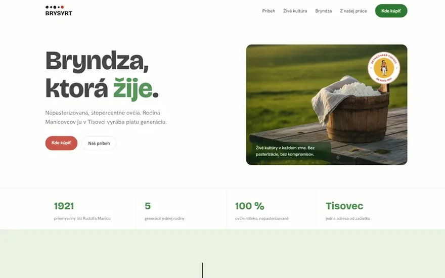 Homepage of the BRYSYRT sheep cheese dairy