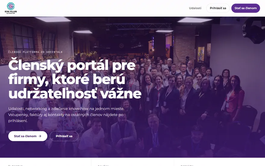 Homepage of the ESG KLUB membership platform