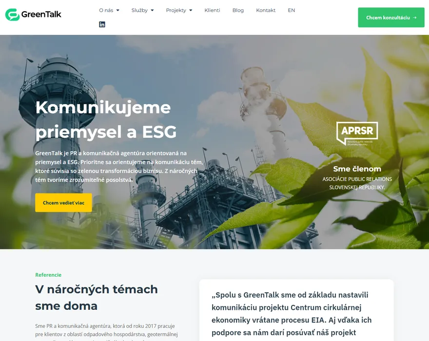 Homepage of the PR agency GreenTalk