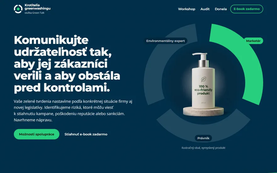 Homepage of the service Krotitelia greenwashingu